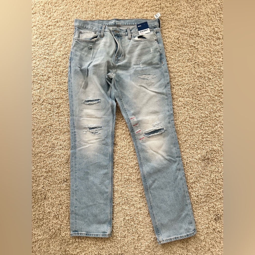 Men's Light Blue Distressed Jeans